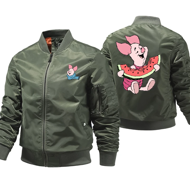 

Winnie the Pooh and Friends jacket Men Flight Pilot Baseball jackets Male Military Coat Couple Streetwear veste hommee