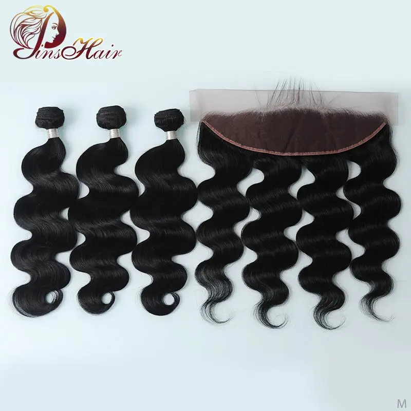 Объемные волнистые пучки с закрытием перуанские человеческие волосы 13*4 кружевом