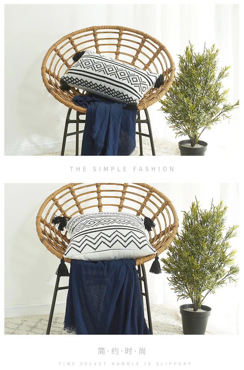 

Moroccan Geometric Jacquard Tassel Pillowcase Chenille Cushion Cover For Sofa Cushion Pillowcase Cushion Case 45x45cm Coussin