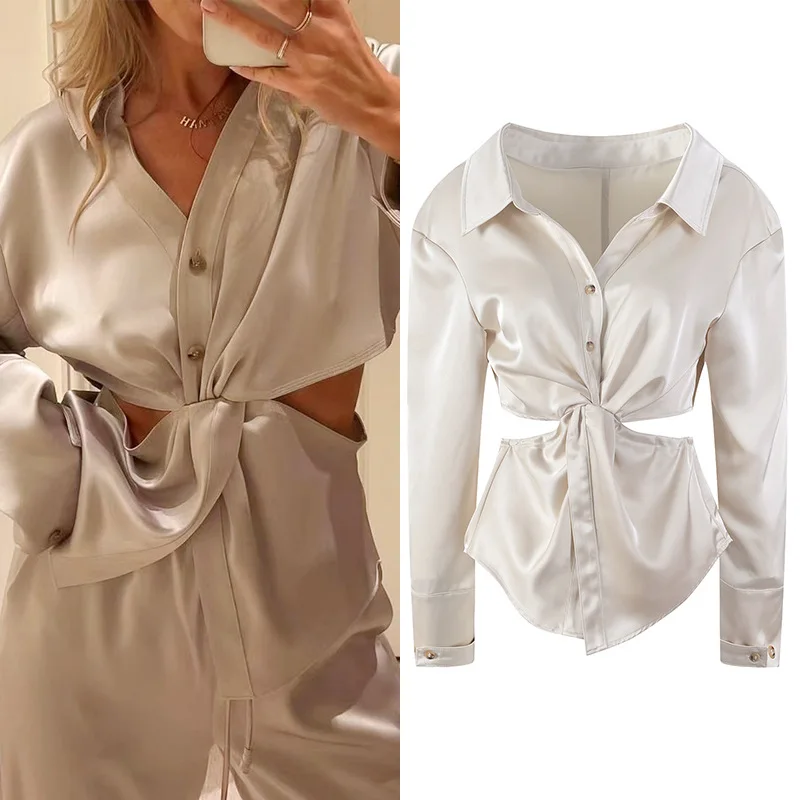 

Fashion Blouses Women Shirts Sexy Hole Long Sleeve Casual Tops 2021 Autumn Long Sleeve Elegant Blousas Japanese Korean Clothes
