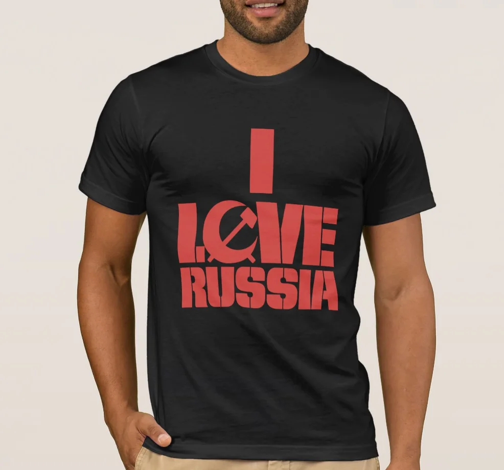 Я люблю русскую мужскую футболку. Летняя хлопковая Футболка короткий рукав с О