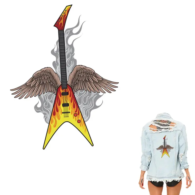 

COSIBILL Colorful Guitar Heat Transfers Printing Paper For Adult Jacket Sticker Washable Decoration Iron On Applique Y-189