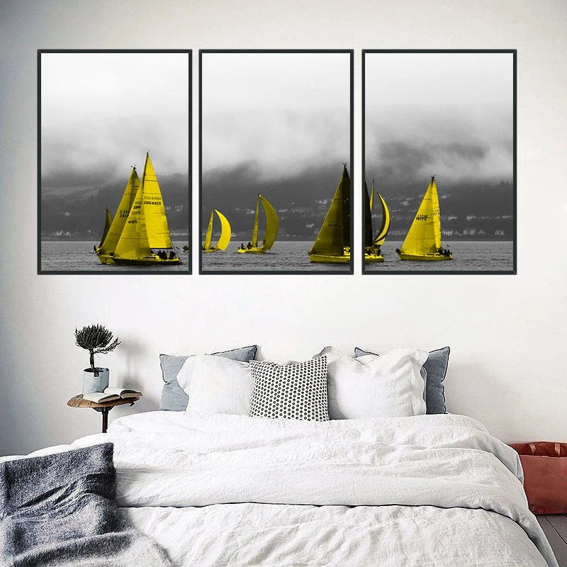 Современный минималистский абстрактные пейзаж парусная лодка Красного моста Wall