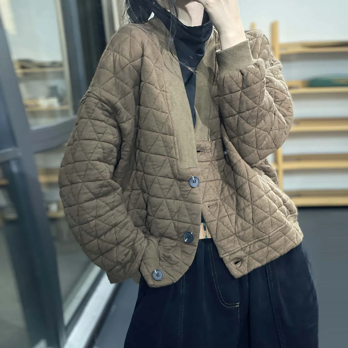 

Chinese Winter Designer Clothing Women Vintage Loose Quilted Jackets Ladies Casual Padded Coats Oversized Warm Parkas