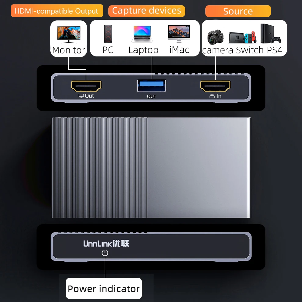 Unnlink USB 3 0 игра UVC Карта видеозахвата 1080P 60 Гц совместимому с HDMI запись прямые