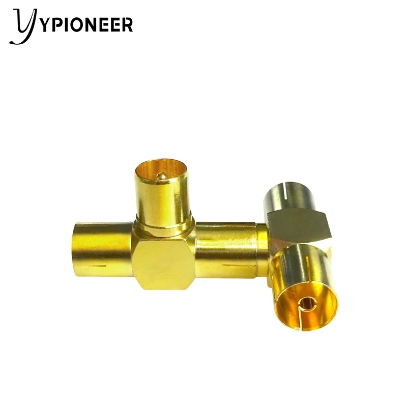 YPioneer C20132 1 шт. ТВ штекер на 2 гнезда Т-тип позолоченный Разъем RF коаксиальный