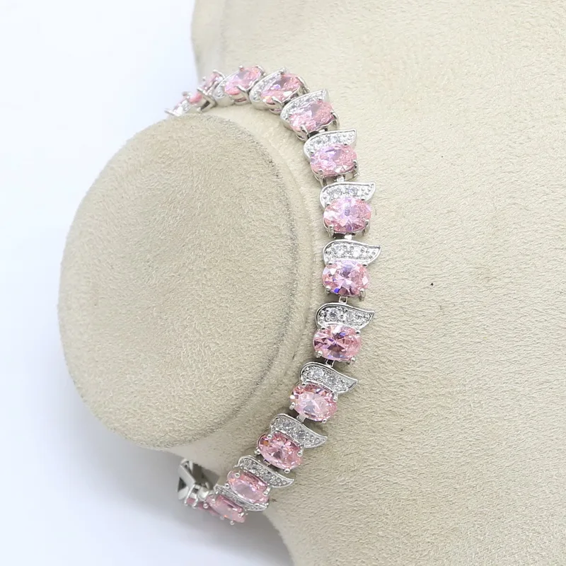 Розовый Топаз Белый топаз 925 серебряные Свадебные Ювелирные наборы для женщин