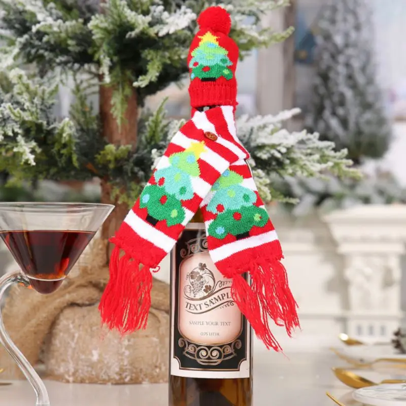 Вязаный уродливый свитер Рождественский комплект с крышкой для бутылки вина