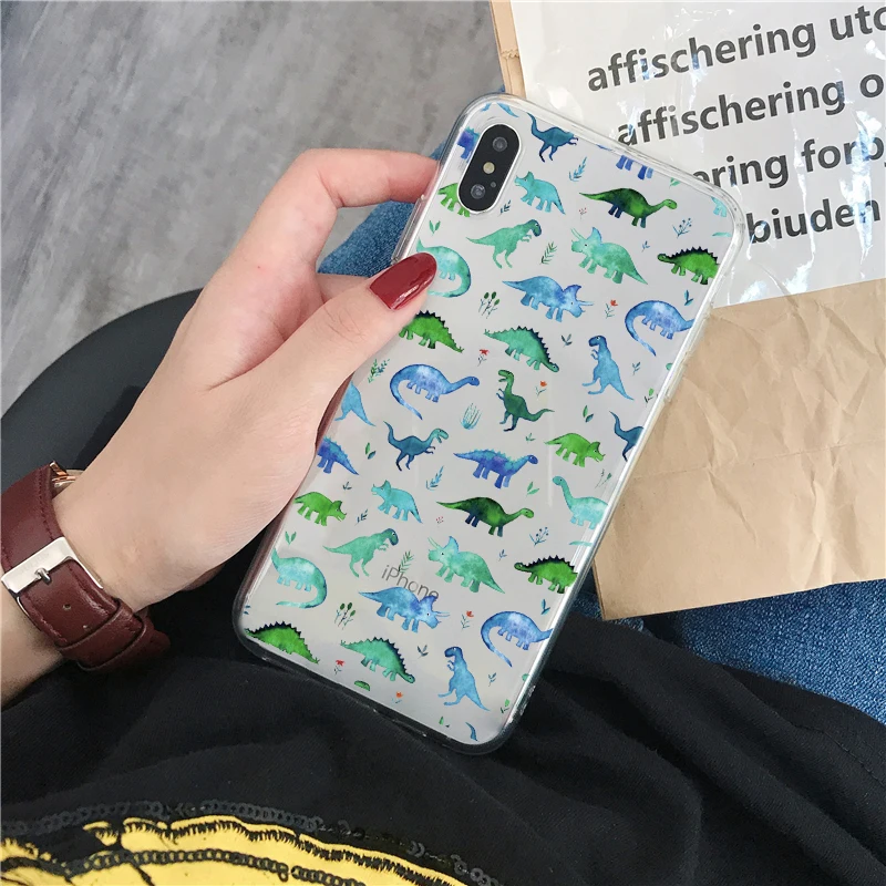 Милый чехол для телефона с динозавром iphone 11 Pro Max XR XS 7 8 6 6s plus 12 mini SE 2020 прозрачная