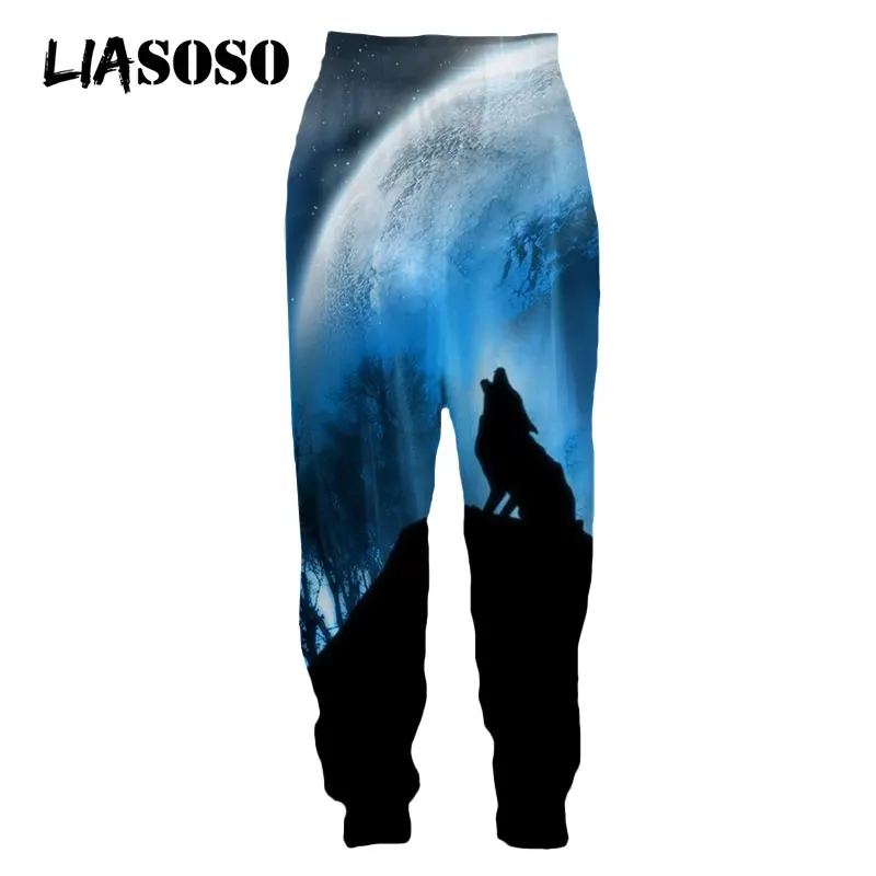 

LIASOSO Hunting Animals Wild Wolf Roar Pant Fashion Sweatpants Harajuku Street Sweat Pants 3D Print Men Women Jogger Trousers