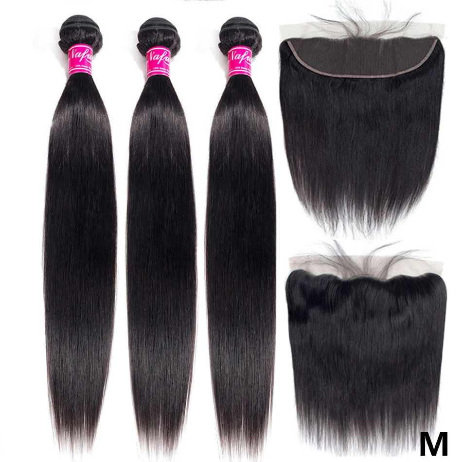 Nafun прямые пряди для волос с фронтальной тесьмой человеческие волосы перуанские