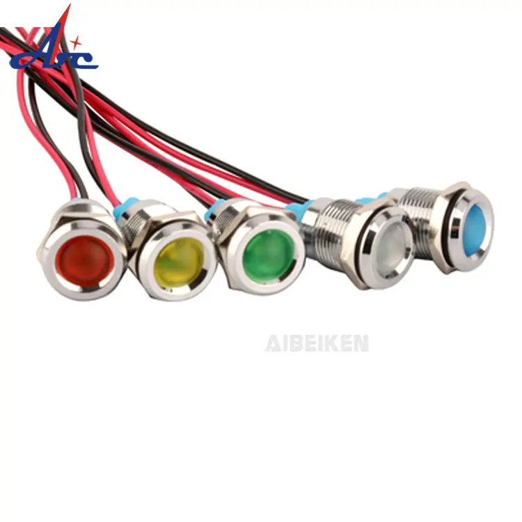 Маленький серебристый автомобильный пилотный светильник 12 мм IP65