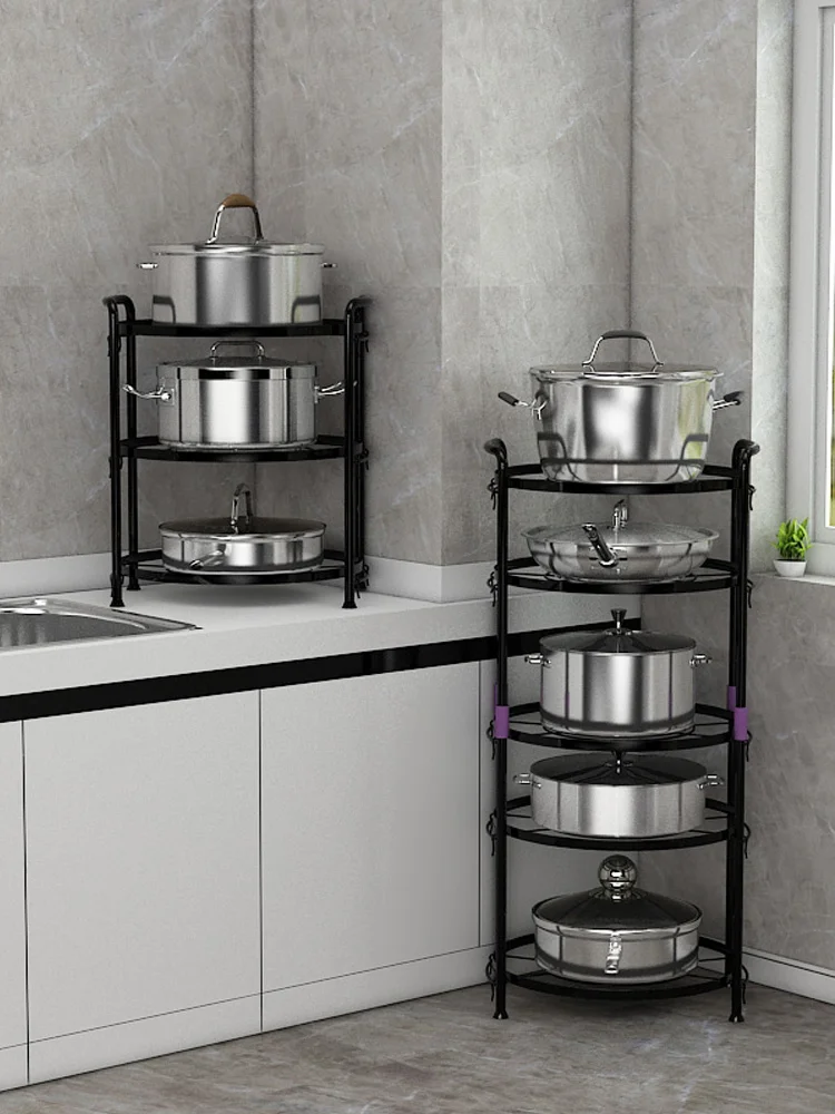 

Kitchen pot rack floor type multi-layer household pot table top two-layer storage rack multi-functional kitchen utensils