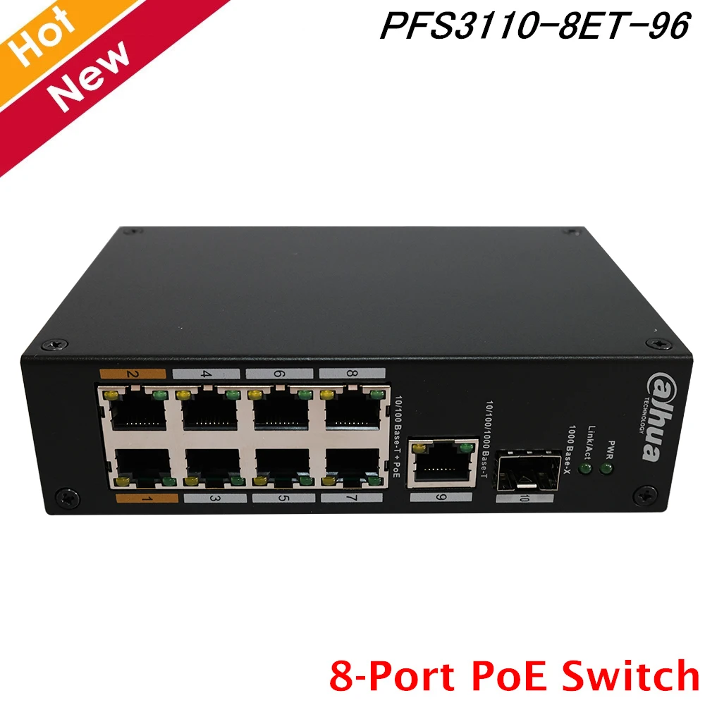 Оригинальный планшет 8-Порты и разъёмы коммутатор PoE Switch широкий диапазон рабочих