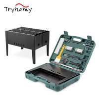 portable bbq tool kit barbecue grill stove with carrying box 20 pcs barbecue tool accessories outdoor picnic travle camping bbq