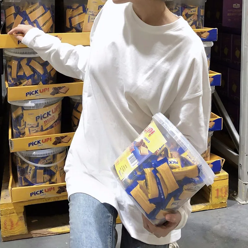 

Gray or White Women Long Sleeve Cotton Tees O-Neck Simple Casual 2022 Early Spring New Female Loose Long T-Shirt