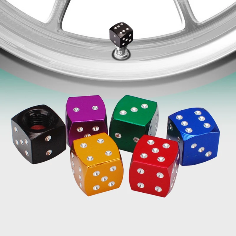 

4Pcs/Set Aluminum Car Truck Motocycle Bike Dice Wheel Stem Tyre Tire Wheel Stem Air Valve Dust Cap Cover