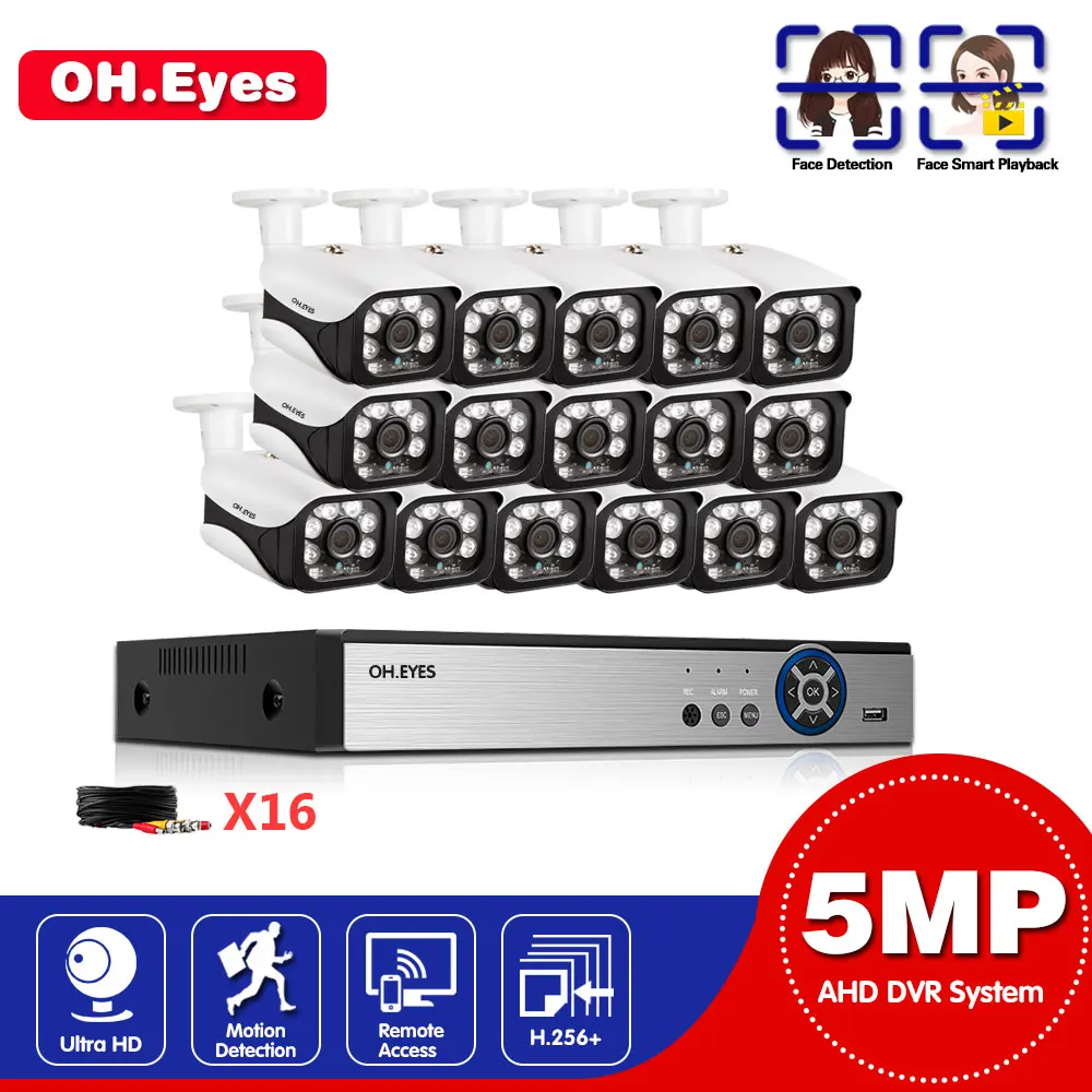 

H.265 16CH 5MP CCTV System HD 4MP DVR kit 5MP SONY Sensor Outdoor IP66 Security Night Vision Video Surveillance Camera System