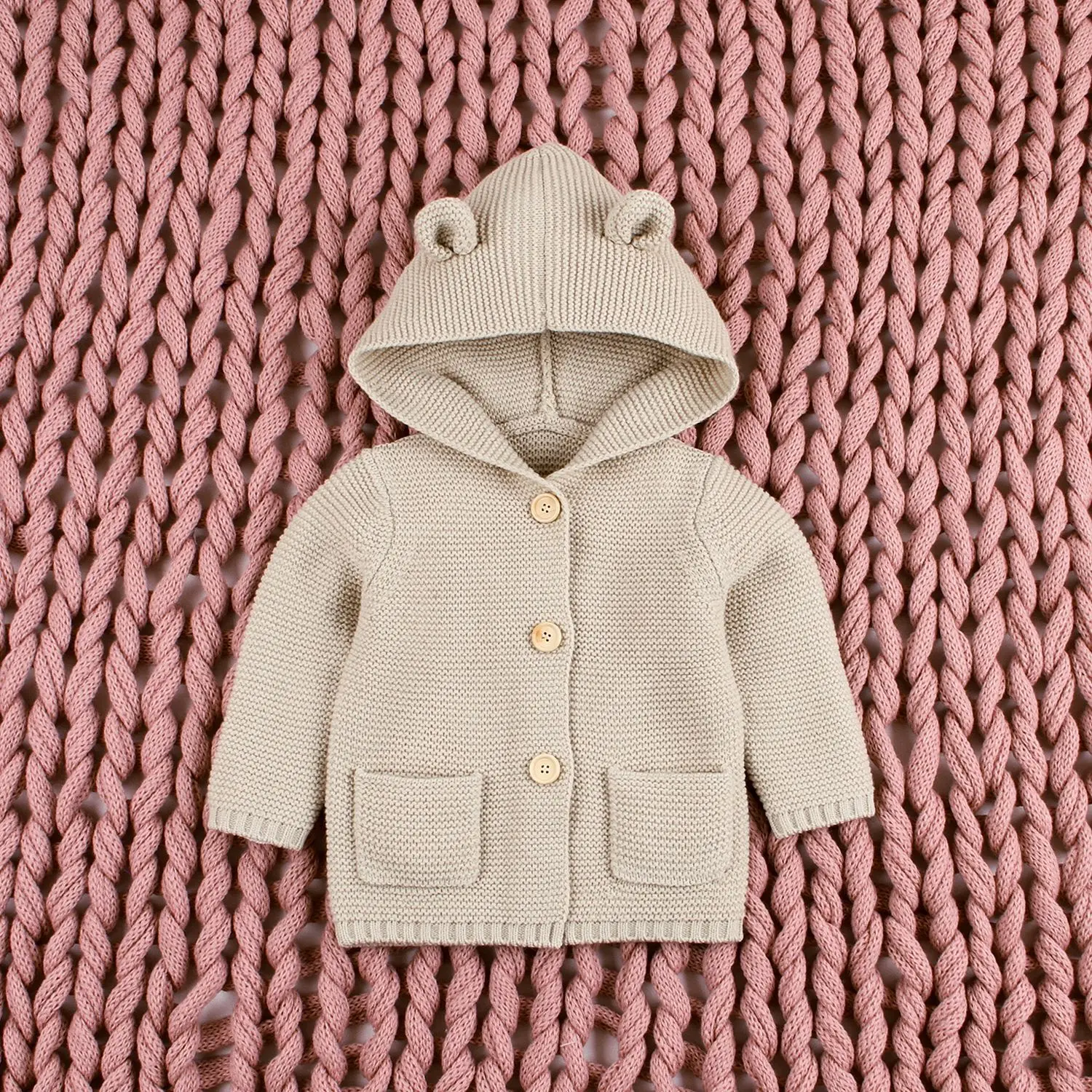 

New Autumn Winter Sweaters Baby Boys Girls Cartoon Cardigan Ears Clothing Newborn Knitted Jackets Hooded Long Sleeve Baby Coat