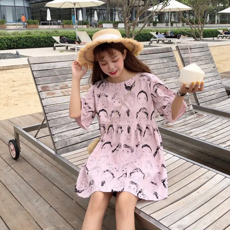 Осенне-летние платья для беременных кормящих матерей с высокой талией модное