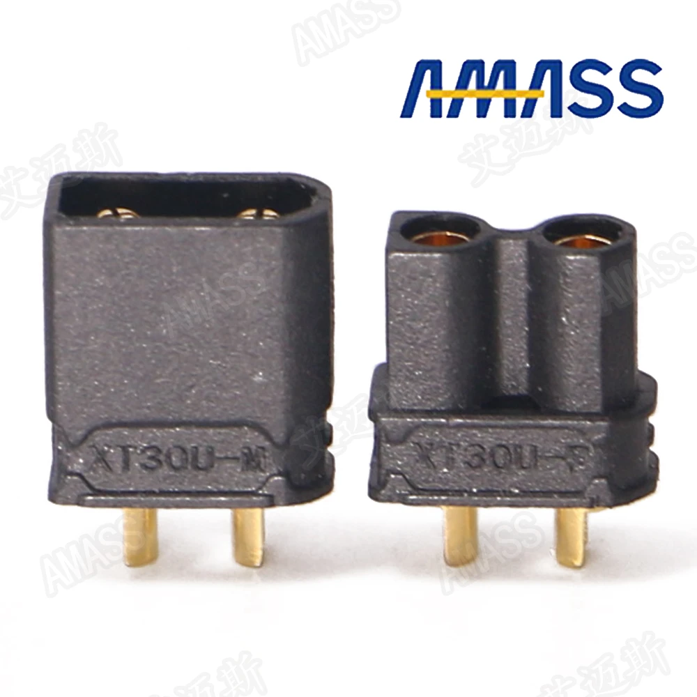 100 unids/lote Amass XT30U, 2mm, conector antideslizante macho + hembra 2mm, conector dorado/actualizaci&oacute;n de enchufe XT30 ( 50 pares)-4