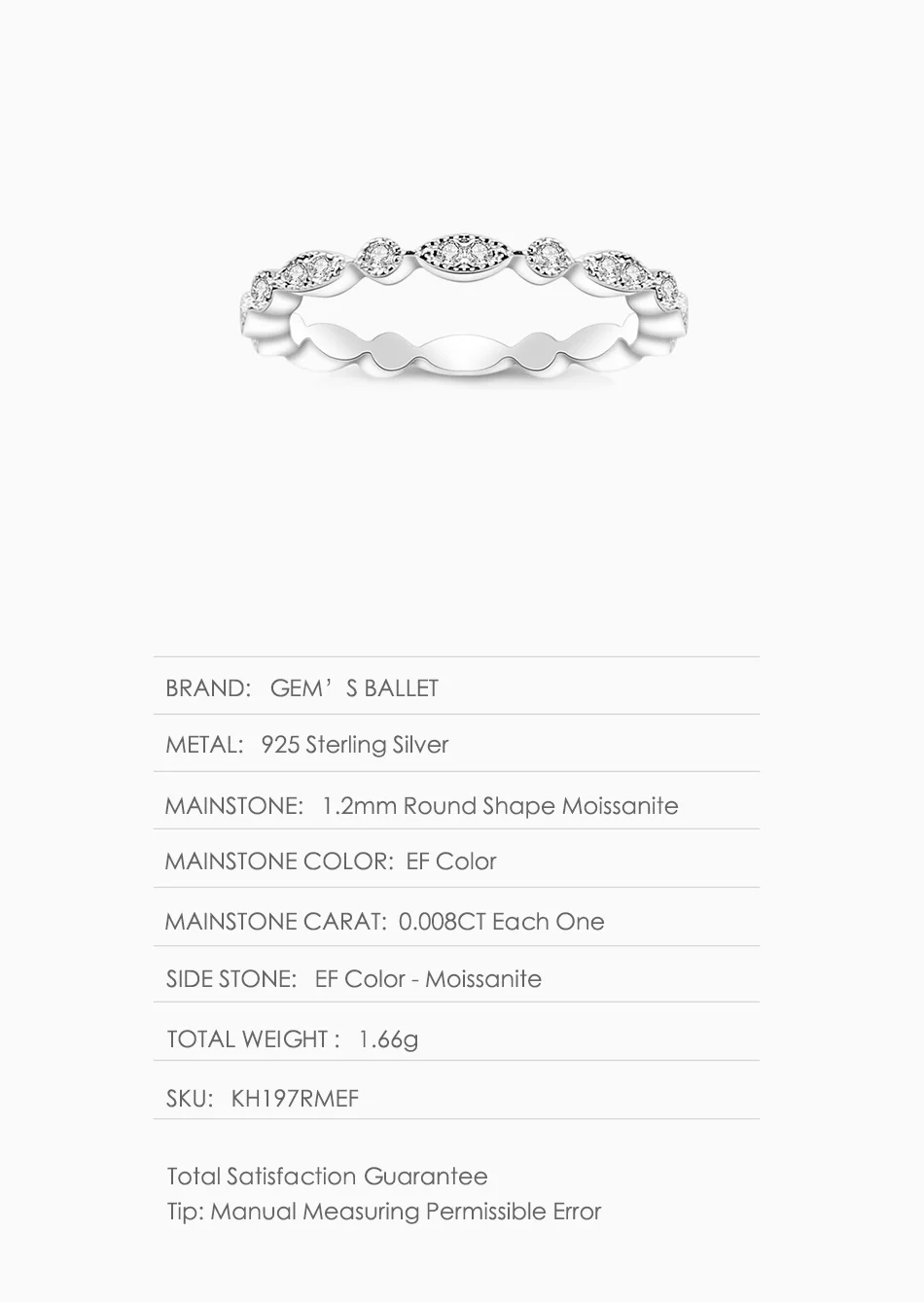 Ювелирное балетное кольцо 0.008Ct Tiara Eternity EF цвет Муассанит 925 пробы Серебряное элегантное обручальное кольцо для женщин ювелирные украшения