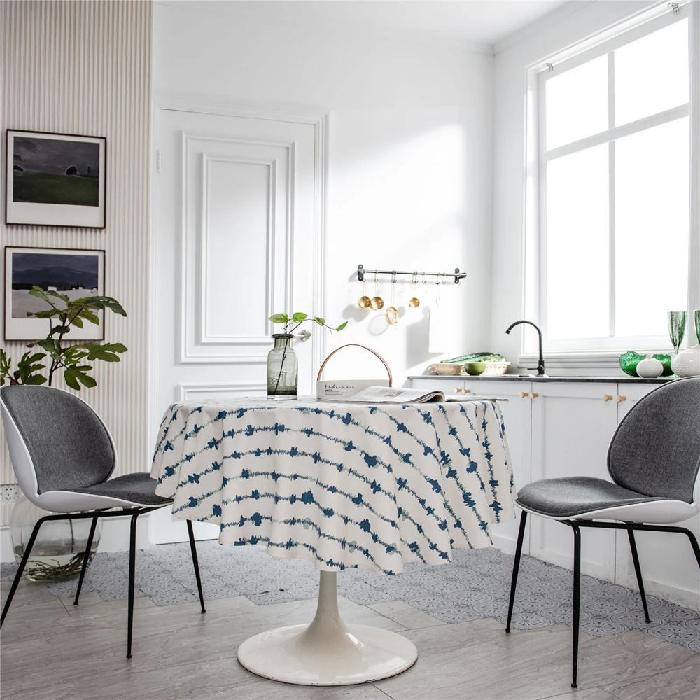 1 шт. круглая скатерть из хлопка и льна 150 см | Дом сад