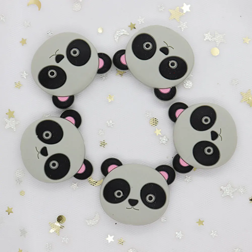 5 шт. силиконовые бусины панды 3 см детский грызунок животное Perle Силиконовые