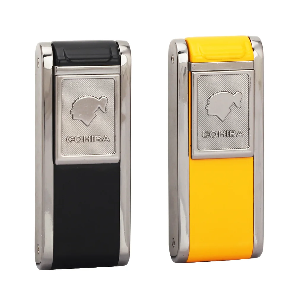 COHIBA карманные зажигалки Бутановая ветрозащитная зажигалка 2 Jet фонарь для сигар