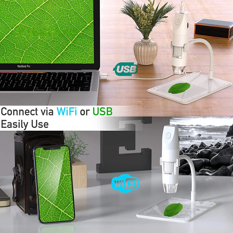Беспроводной цифровой микроскоп с Wi-Fi USB 1000-кратное увеличение портативный