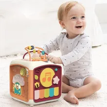 7 In 1 Baby Activity Cube Toddler Toys Educational Shape Sorter Musical Toy Bead Maze Counting Discovery Toys For Kids Learning