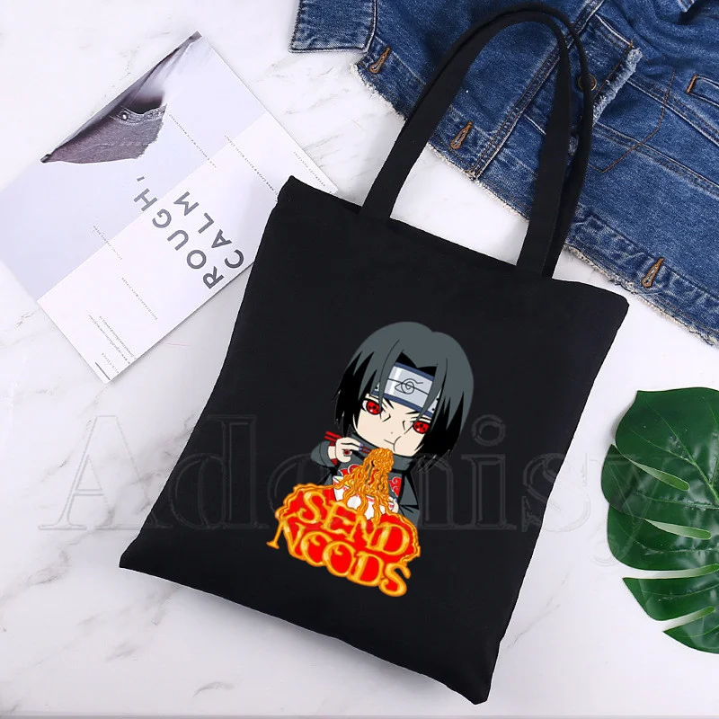 

Akatsuki Canvas Simple Cartoon Print Shopping Bags Girls Fashion Life Casual Pacakge Hand Bag Black