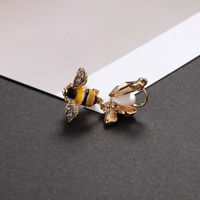 Детские клипса серьги милая пчела желтый не пирсинг маленькие девочки гвоздики