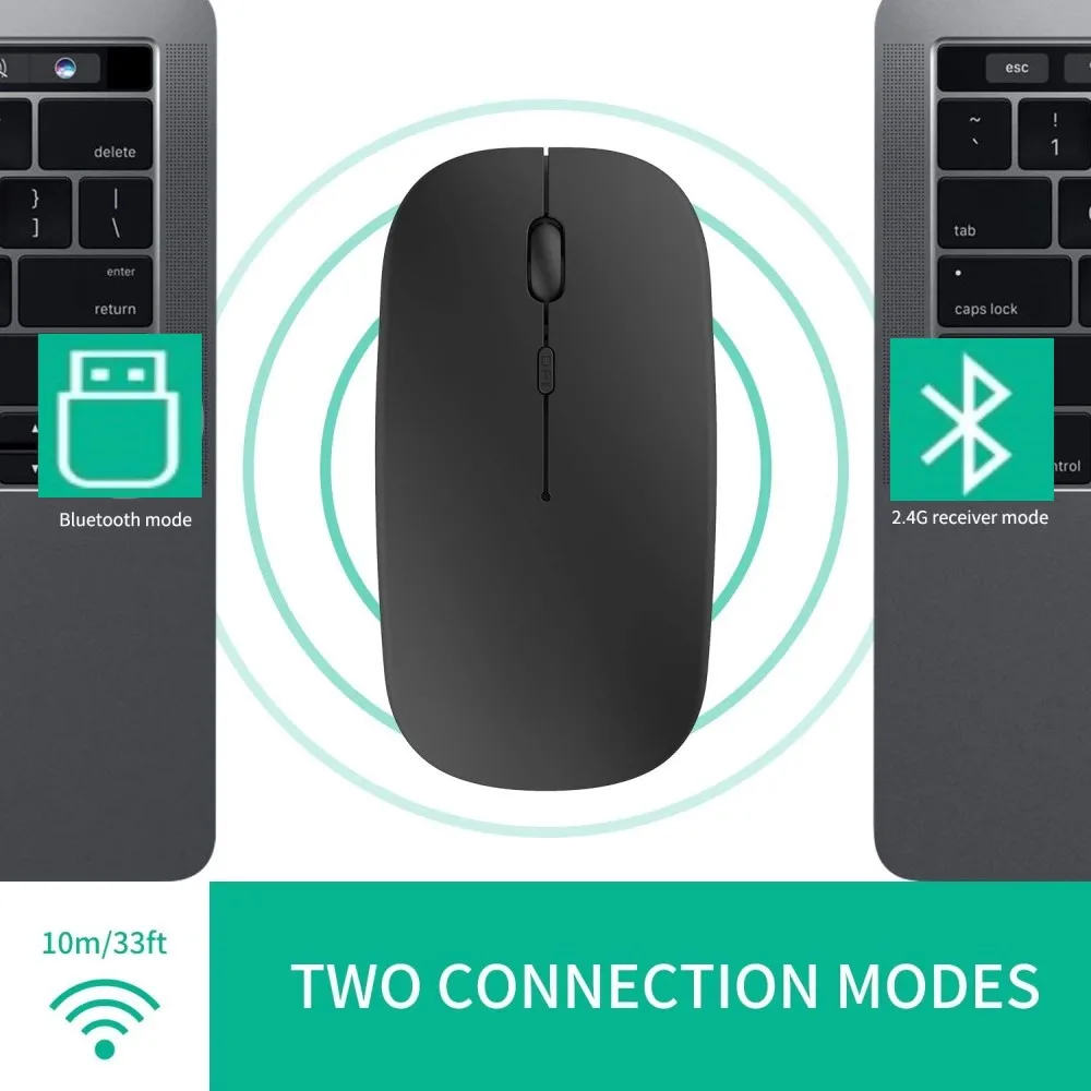 Беспроводная мышь Bluetooth 4 0 + 2 4G в 1 эргономичная Портативная оптическая 1600 DPI с