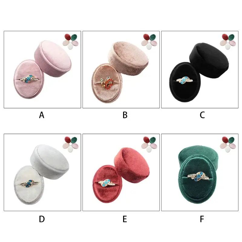 

Velvet Single Ring Box Oval Wedding Ceremony Ring Box with Detachable Lid