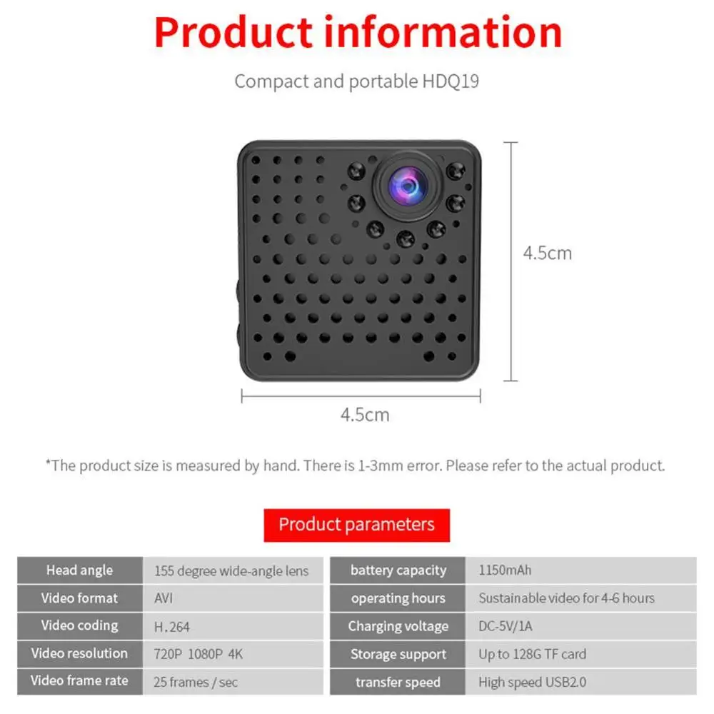 

Mini Camera Wifi Wireless Full HD 1080P Home Security Micro Camcorder Battery Night Vision Motion Detection AP Hotspot Camera