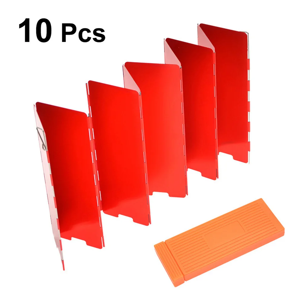 

10pcs Aluminum Oxidized Windshield Stove Windshield Kitchen Accessory Portable Tools Camping Supplies for Home (Red, with Storag