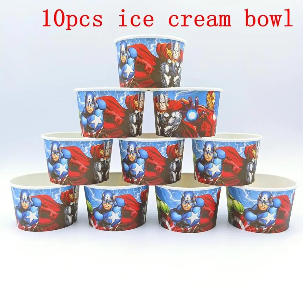 ice cream bowl Супергерой Мстители День Рождения украшения детская скатерть тарелки чашки баннер воздушные шары колпачки ребенка душ мальчик сувениры - Цвет: ice cream bowl