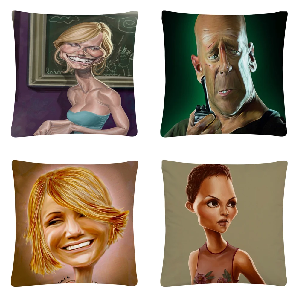 

Alternative Hollywood celebrity patterns Soft Short Plush Cushion Cover Pillow Case for Home Sofa Car Decor Pillowcase 45X45cm