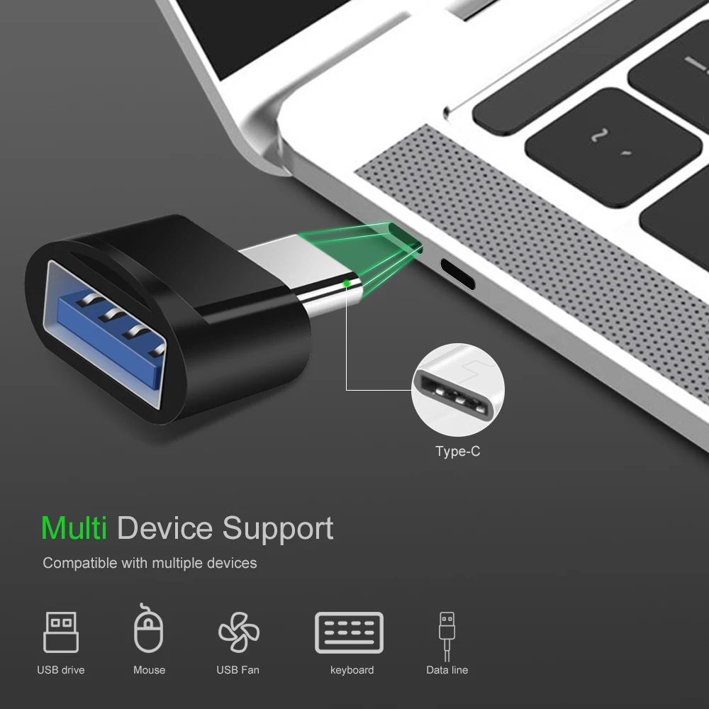 Переходник с Type C на USB OTG для Xiaomi Mi A3 Huawei P30 Pro Mate 30 Samsung S10 S9 S8 Note 10 Plus Oneplus 7 7T usbc
