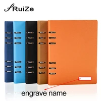 ruize hard cover a5 leather notebook organizer planner ring binder loose leaf note book refill office stationery gift print name