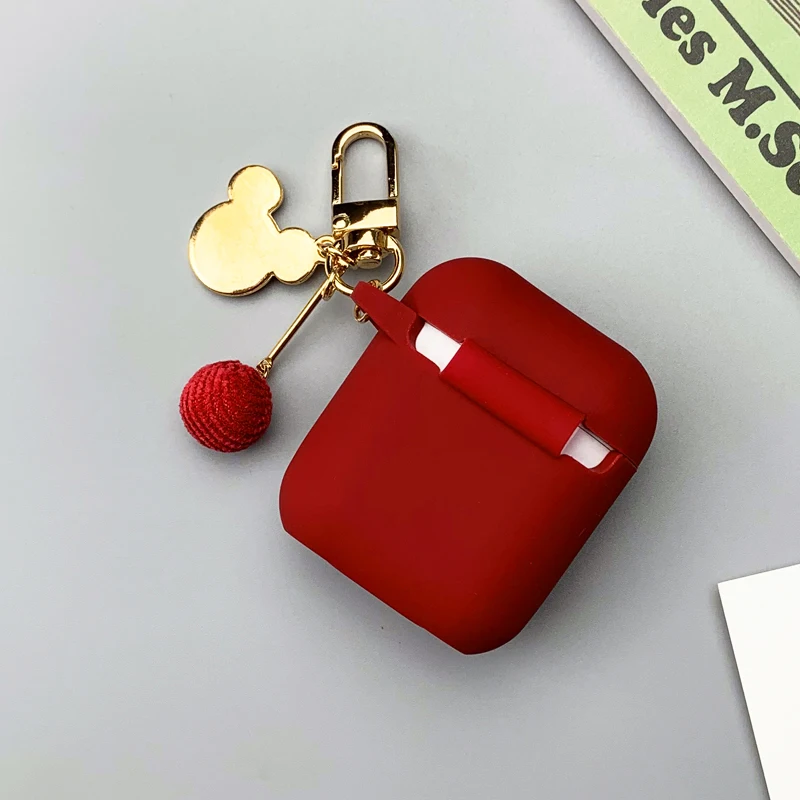 Милый брелок Микки Маус мультяшный чехол для Airpods Bluetooth беспроводной защитный чехол для AirPods силиконовый чехол для зарядки