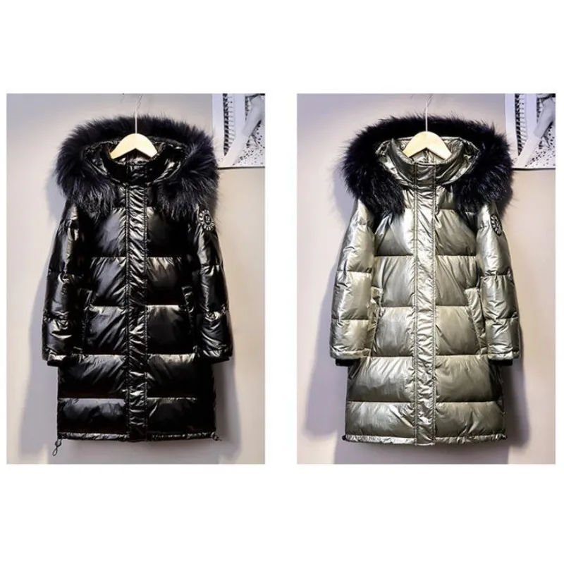 Детская Зимняя школьная куртка с воротником из искусственного меха батальных