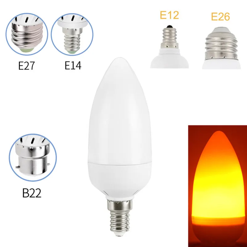 

LED Flame Lamp E27 E26 E14 E12 Light Bulb Flame Effect Fire Flickering Emulation 3W 5W 7W 9W Decorative Bulb AC85-265V