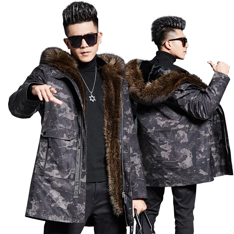 DK зимние Утепленные парки из меха норки с жемчугом Мужская зимняя теплая одежда