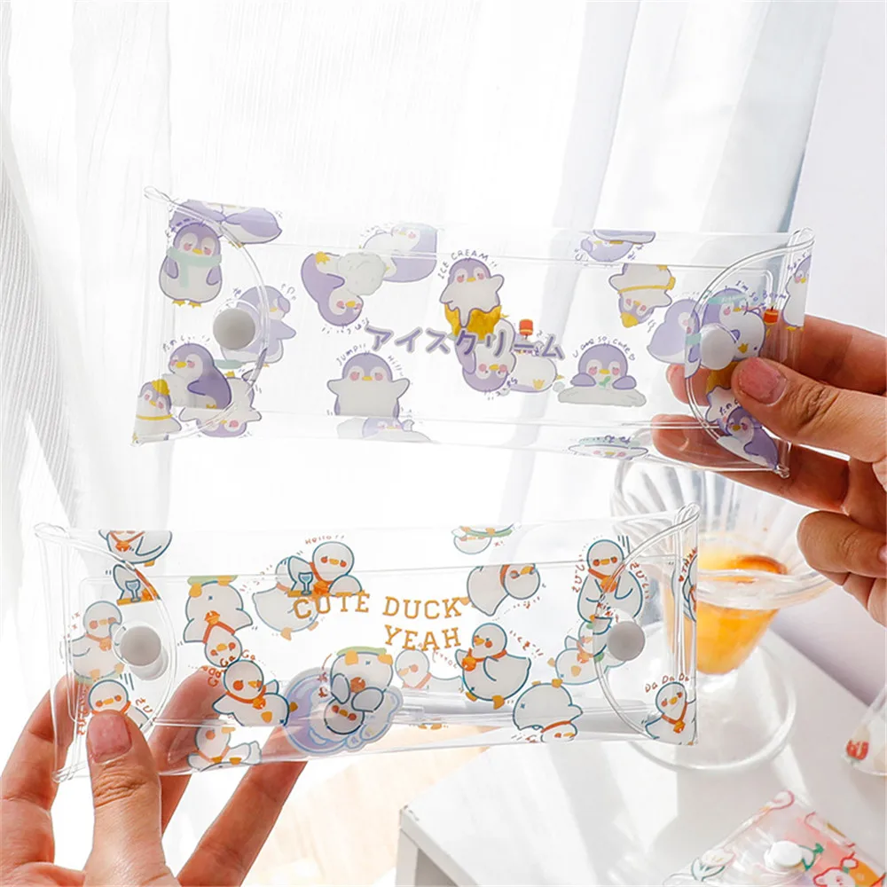 

Ins Style PVC Pencil Bag Kawaii Transparent Pencil Case Waterproof Cosmetics Holder Storage Pouch School Stationery Supplies