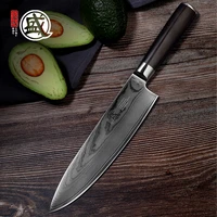 mitsumoto sakari 8inch japanese vg10 damascus steel core handcrafted chef knife ebony wood handle wooden gift box