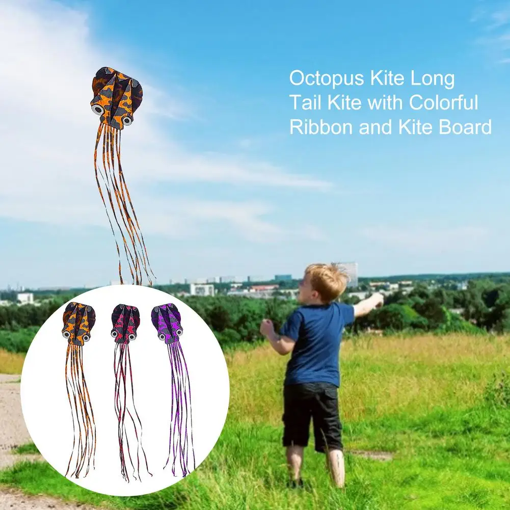 

3D Soft Octopus Kite Cartoon Animal Outdoor Windsock Soft Kite Outdoor Easy To Fly Children Toys For Christmas New Year Gift