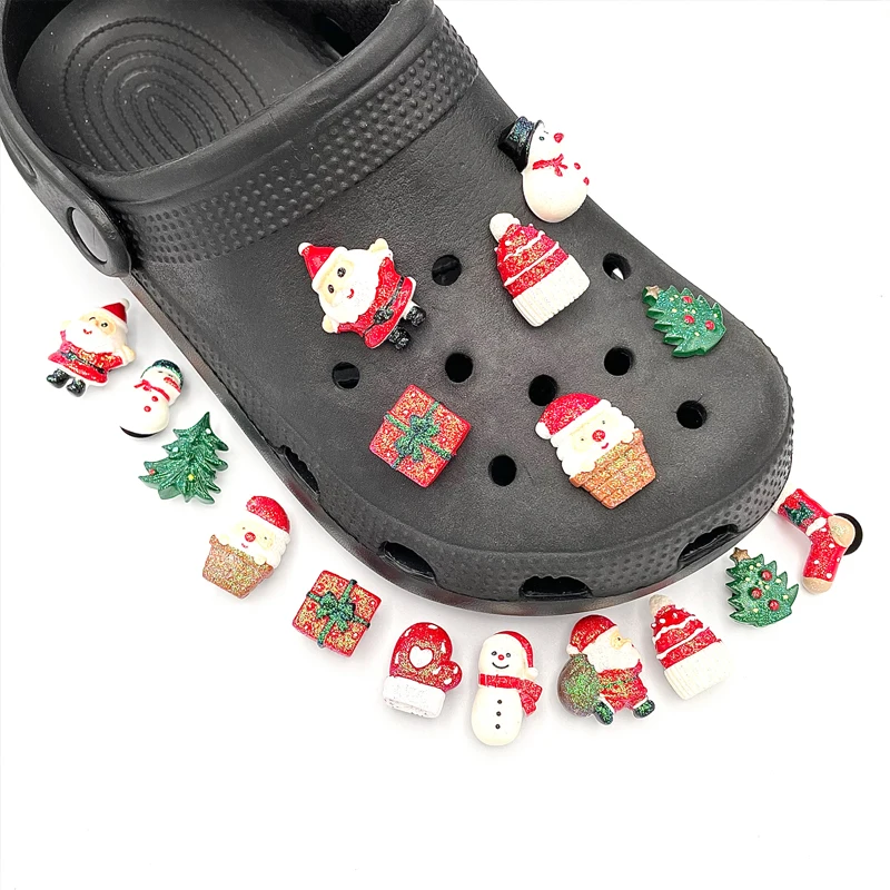 Christmas Shoe Pins DIY Parts Santa Claus Snowman Tree Croc Shoe Charms Decorations For Clogs Garden Shoes Accessories Xmas Gift