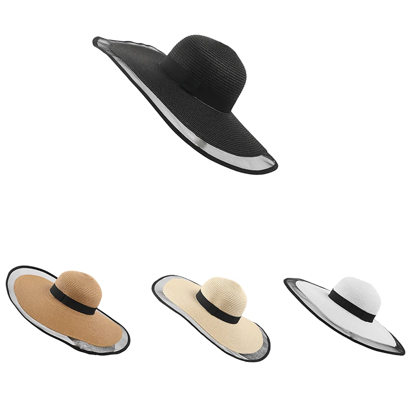 Новая женская шляпа летняя соломенная пляжная широкая широкополая с кантом